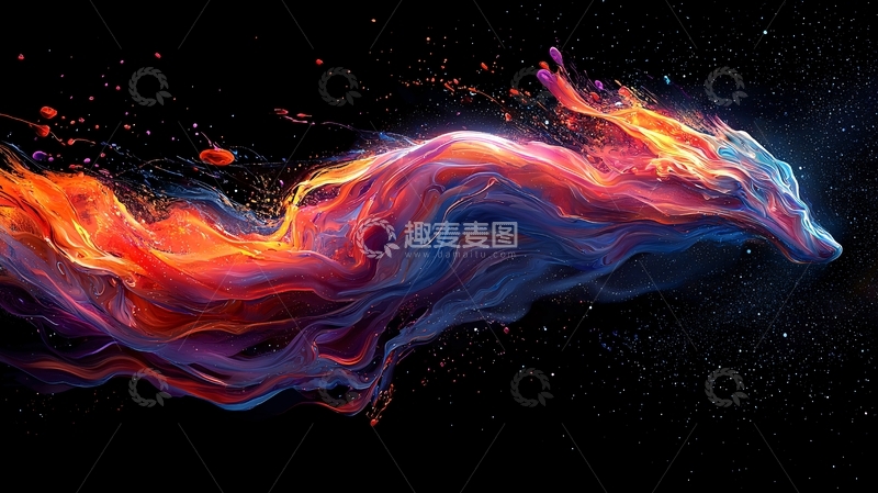 高清大图下载【趣麦麦图】彩色烟雾状狼