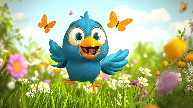 高清大图下载【趣麦麦图】蓝色小鸟