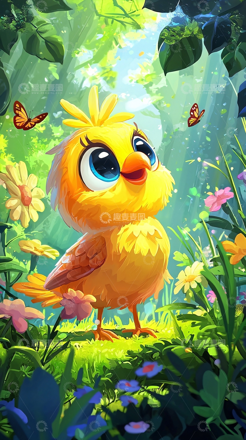 高清大图下载【趣麦麦图】森林里的小黄鸟