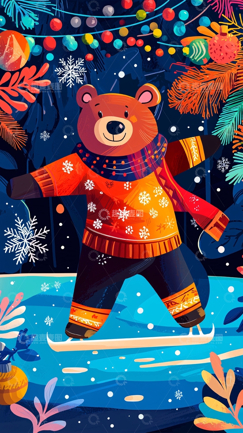 高清大图下载【趣麦麦图】卡通圣诞熊