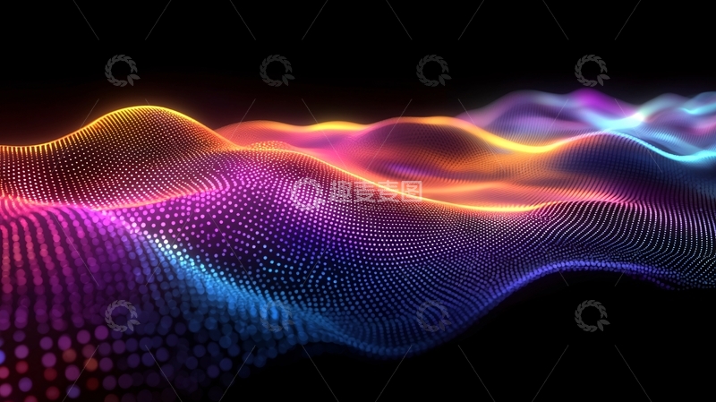 高清大图下载【趣麦麦图】彩色粒子波浪起伏流动