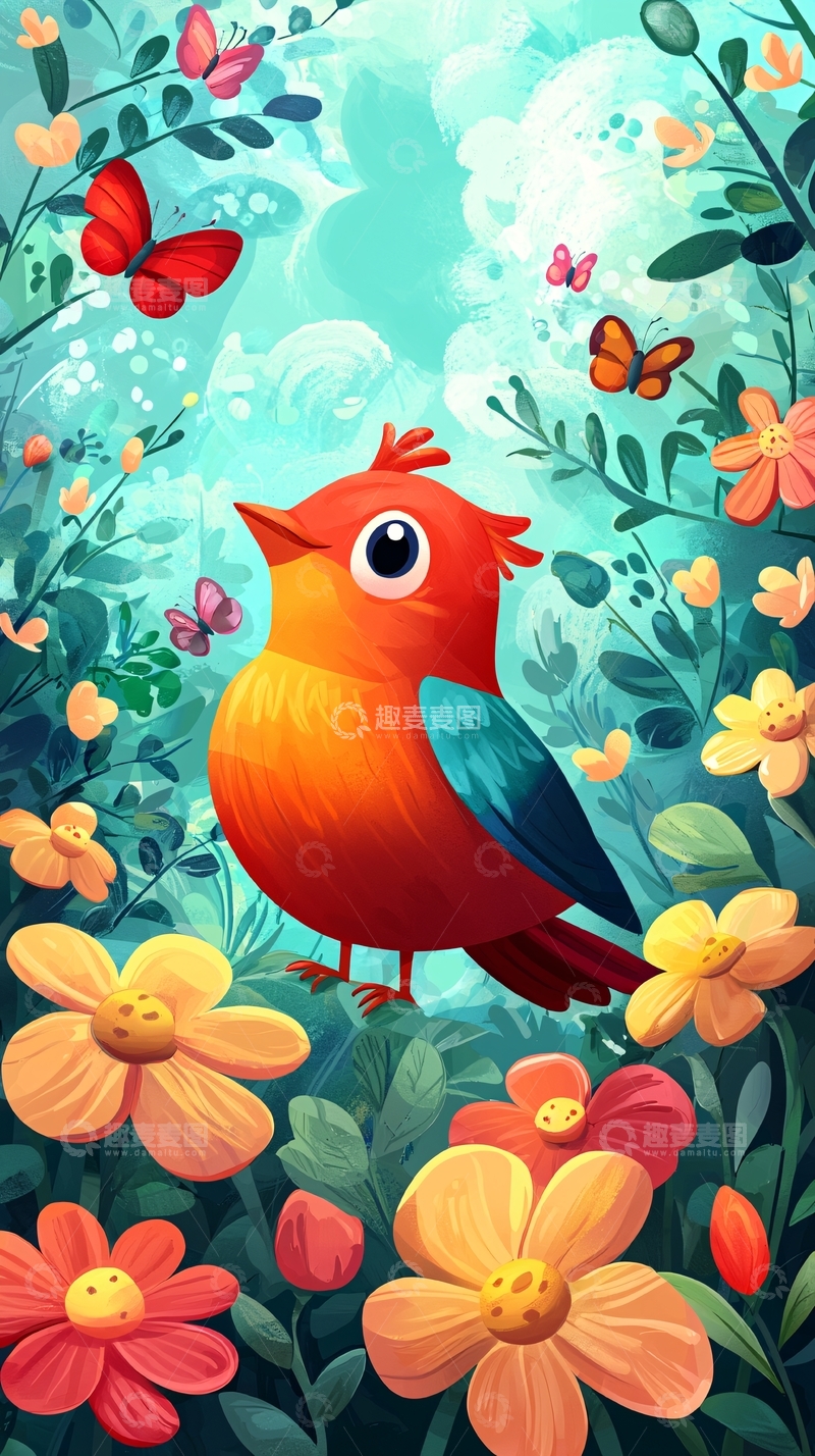 高清大图下载【趣麦麦图】卡通小鸟