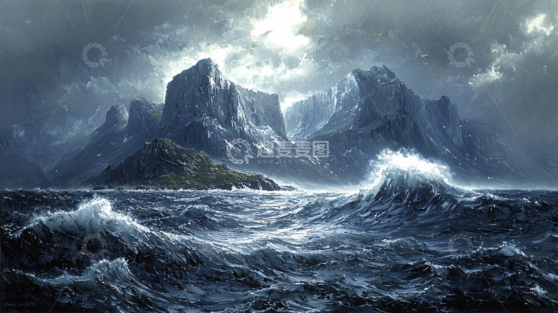 高清大图下载【趣麦麦图】波涛汹涌的山海交汇处