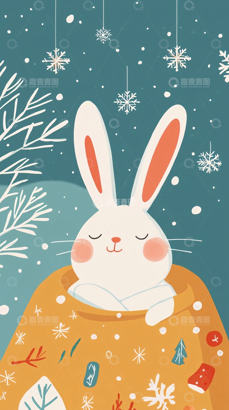 高清大图下载【趣麦麦图】冬日暖衣萌兔