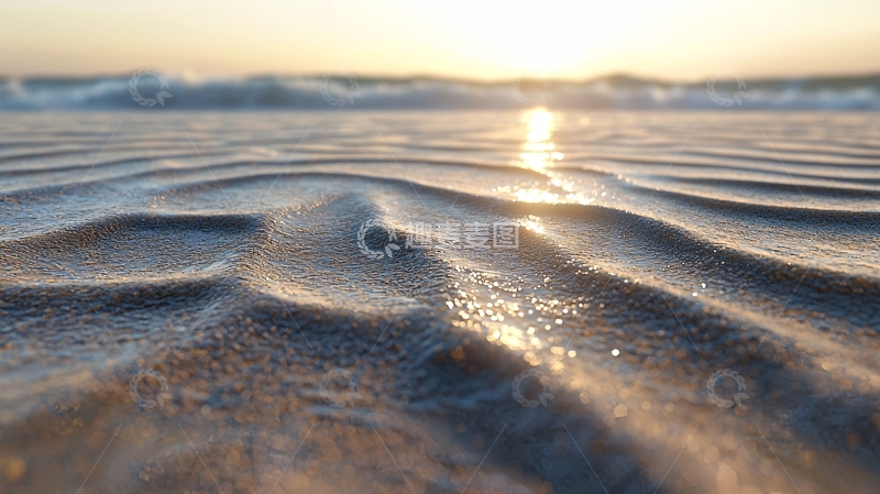 高清大图下载【趣麦麦图】沙滩上阳光照耀下的波纹