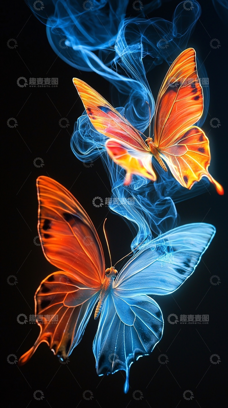 高清大图下载【趣麦麦图】双色蝴蝶翩翩飞舞