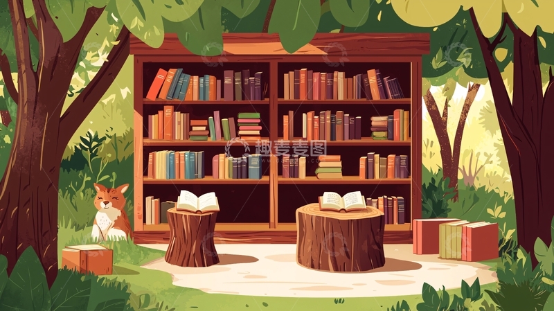 高清大图下载【趣麦麦图】森林图书馆