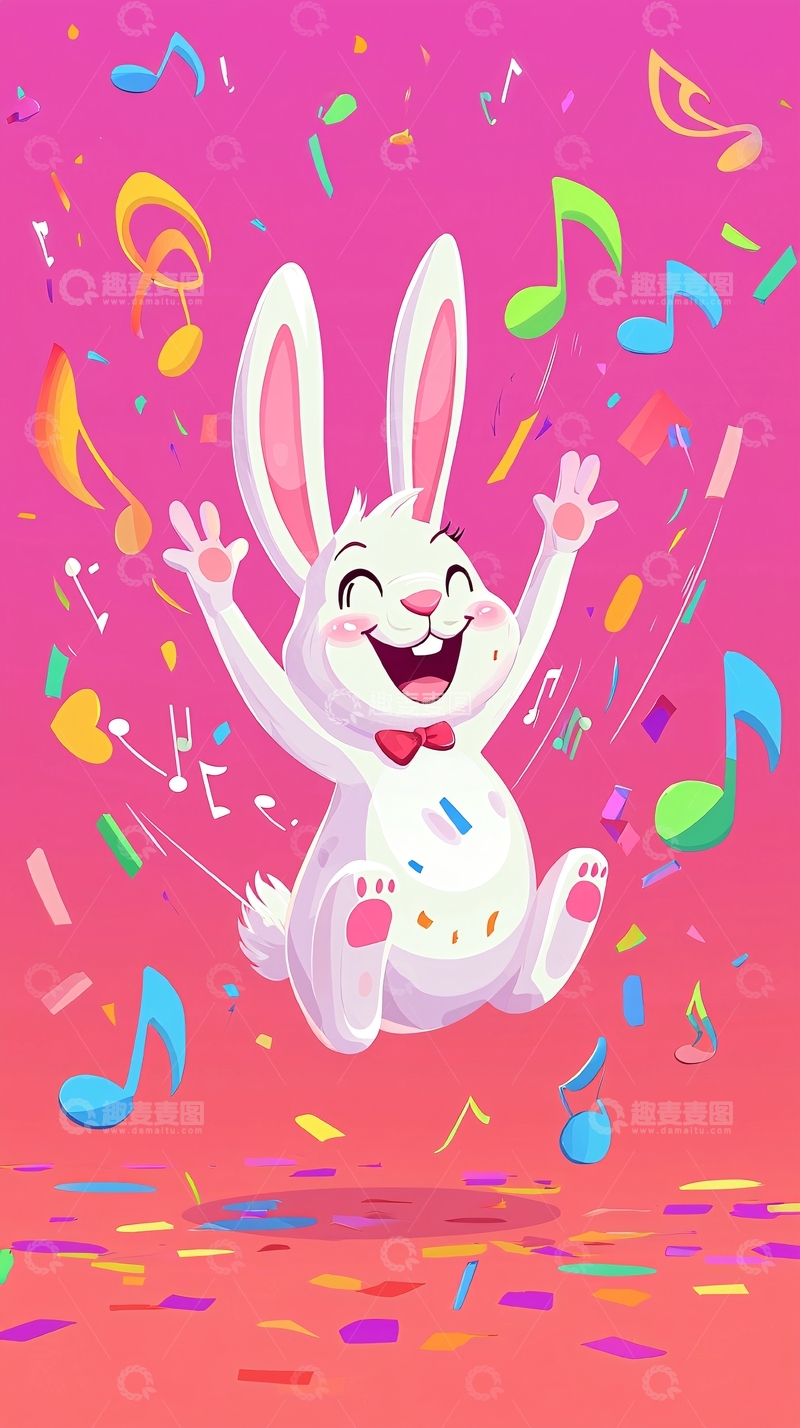 高清大图下载【趣麦麦图】快乐跳跃的小白兔