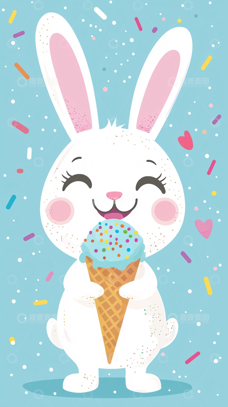 高清大图下载【趣麦麦图】可爱卡通小白兔