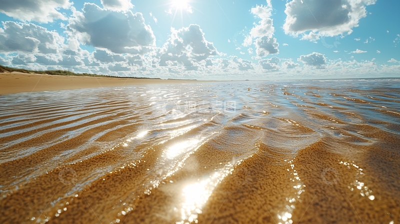 高清大图下载【趣麦麦图】海滩阳光下的波光粼粼