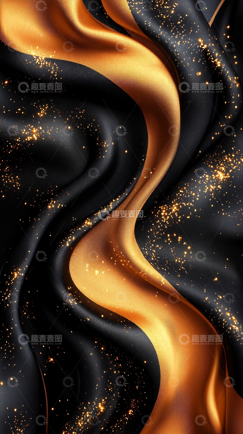 高清大图下载【趣麦麦图】黑金丝绸质感背景
