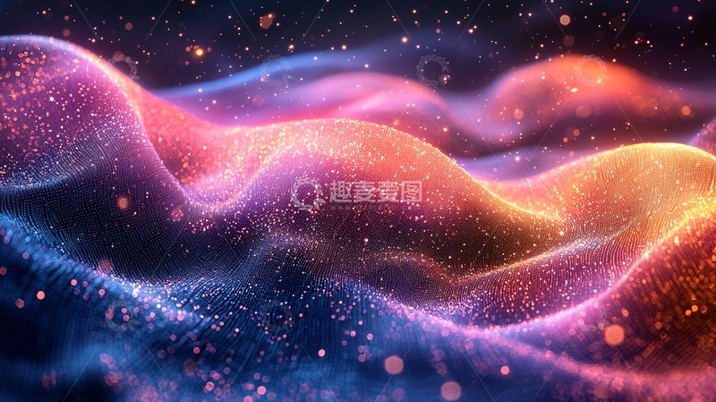 高清大图下载【趣麦麦图】抽象彩色波浪星空背景