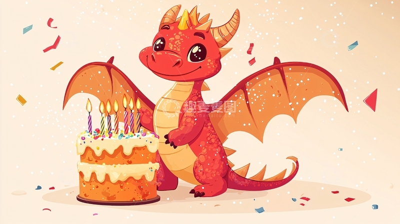 高清大图下载【趣麦麦图】卡通小红龙