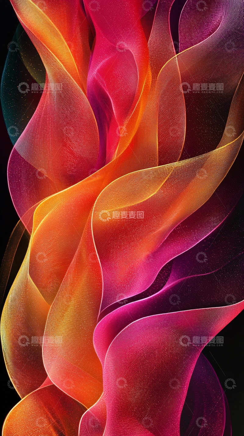 高清大图下载【趣麦麦图】绚丽多彩的抽象曲线