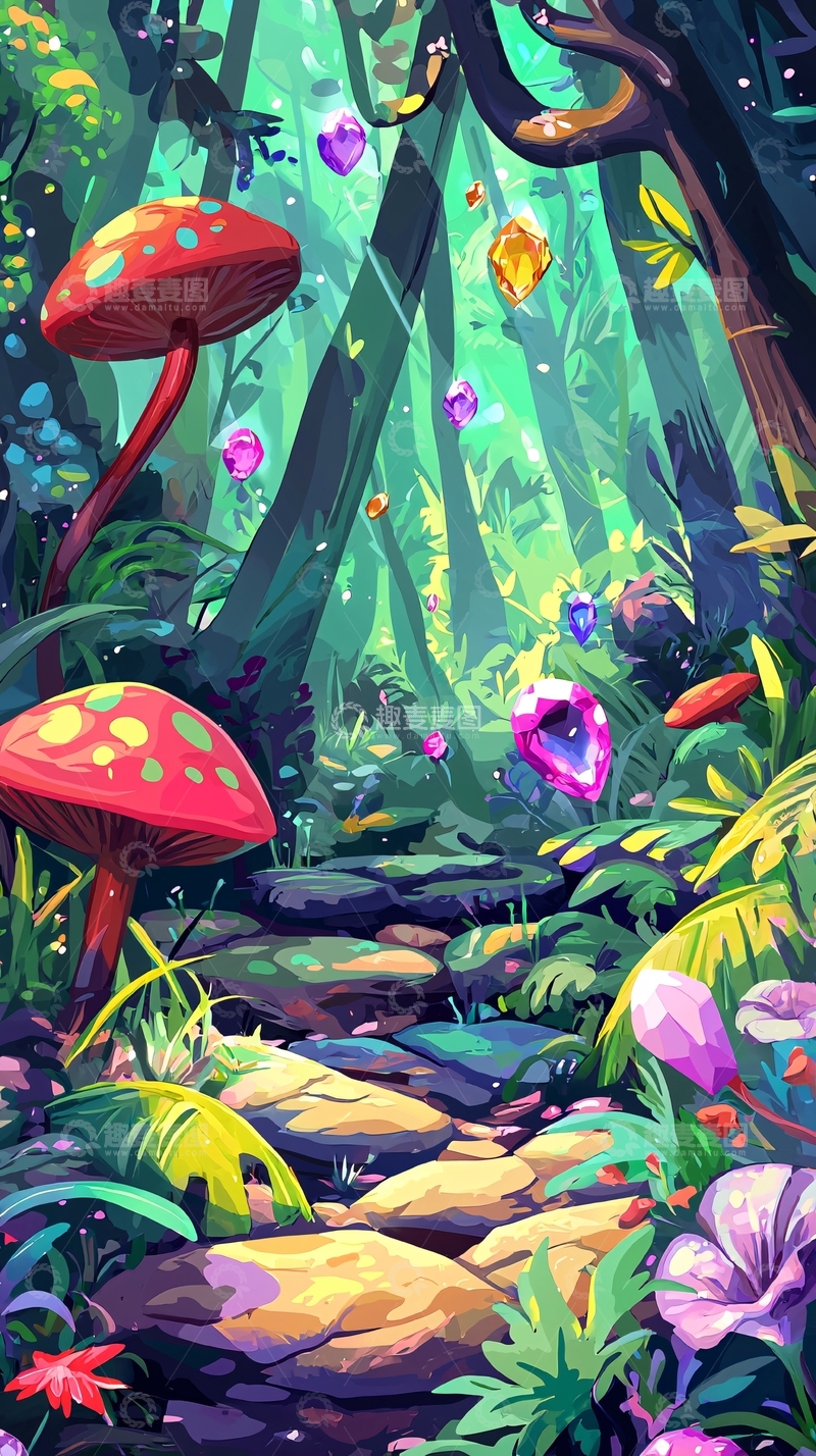 高清大图下载【趣麦麦图】梦幻森林宝石之路