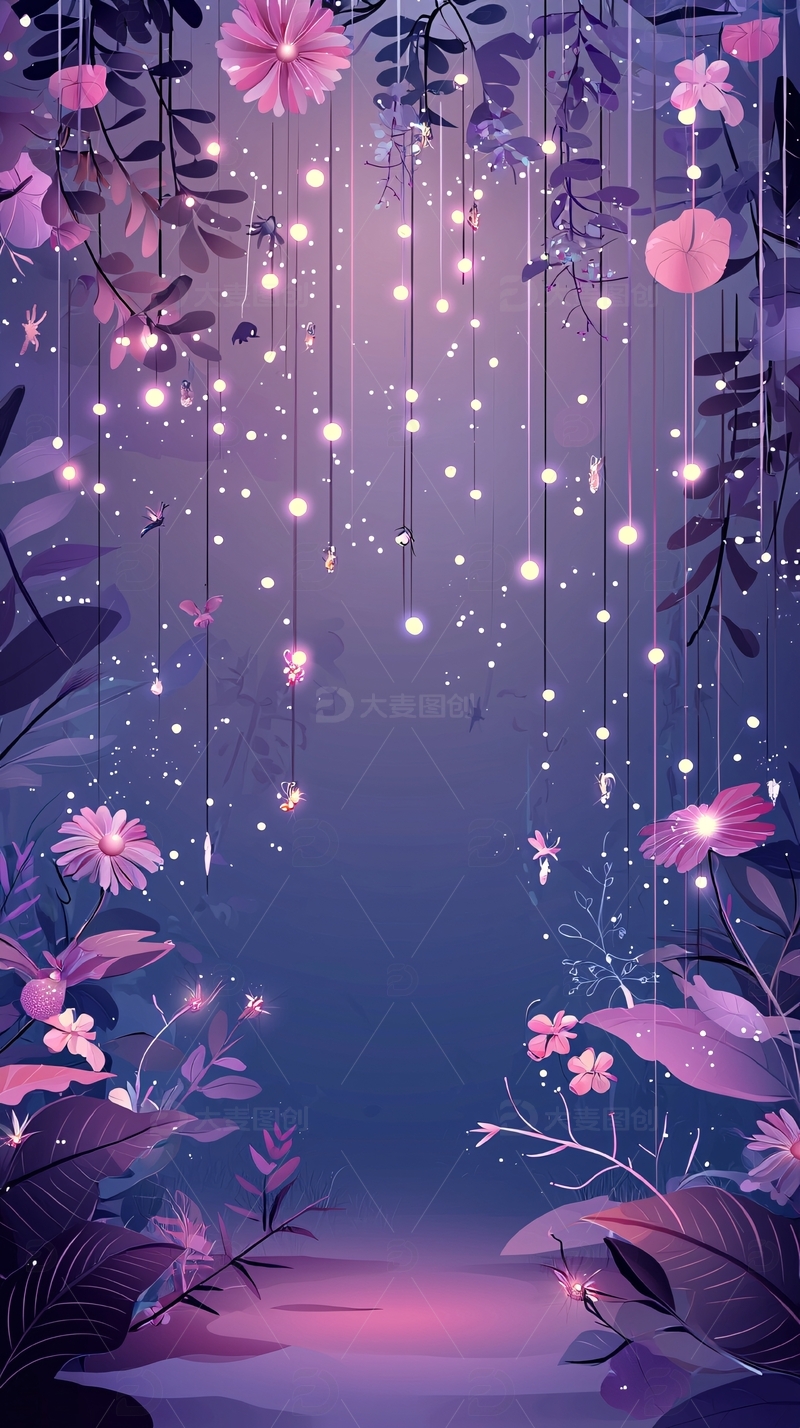 梦幻紫色花藤灯