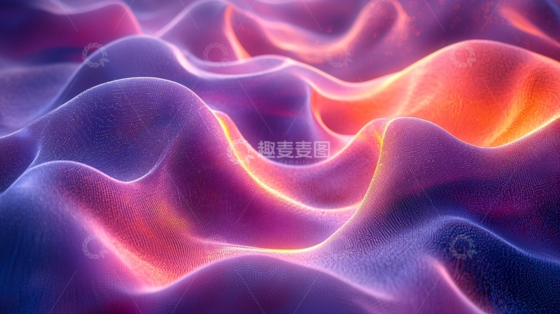 高清大图下载【趣麦麦图】紫色和橙色波浪形光线