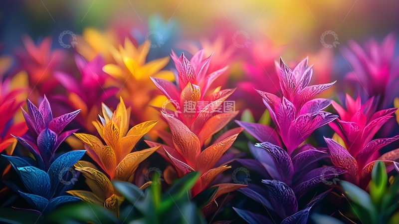 高清大图下载【趣麦麦图】彩色凤梨科植物特写