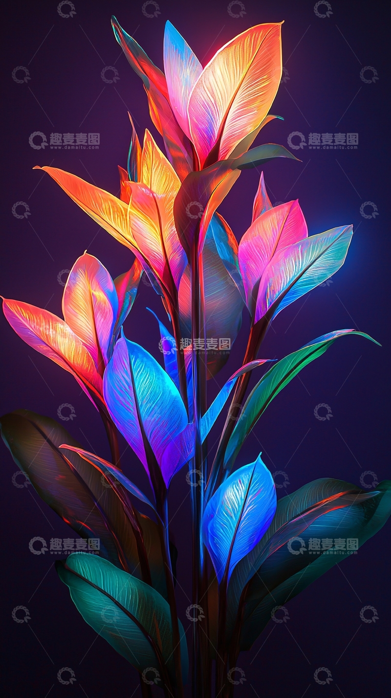 高清大图下载【趣麦麦图】霓虹色花朵