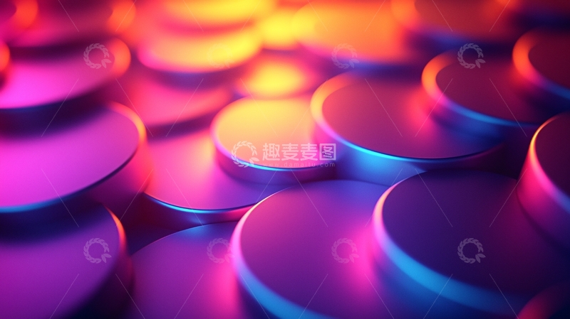高清大图下载【趣麦麦图】紫色圆形堆叠发光