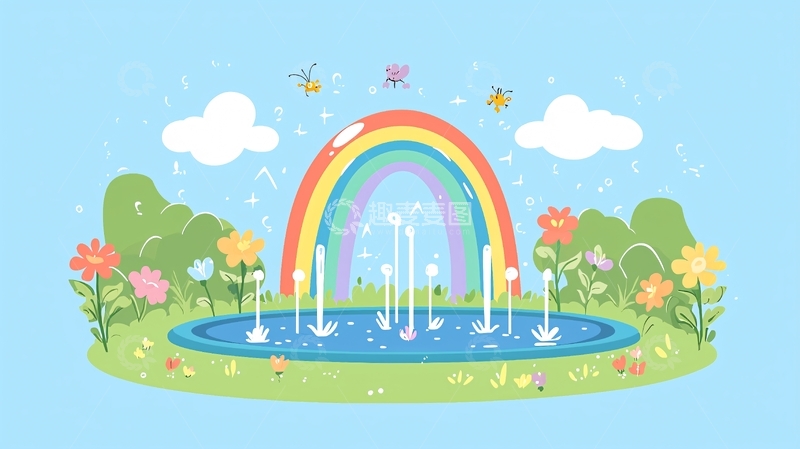 高清大图下载【趣麦麦图】彩虹喷泉公园