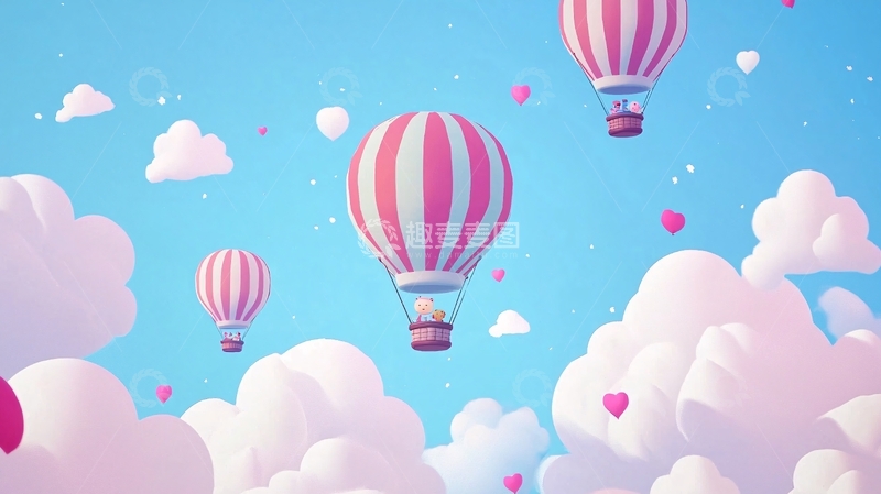 高清大图下载【趣麦麦图】粉色热气球