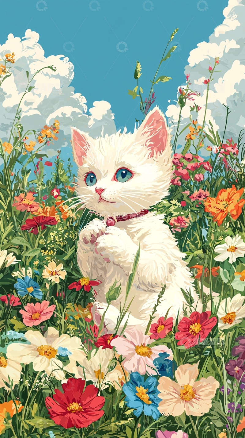 高清大图下载【趣麦麦图】小白猫