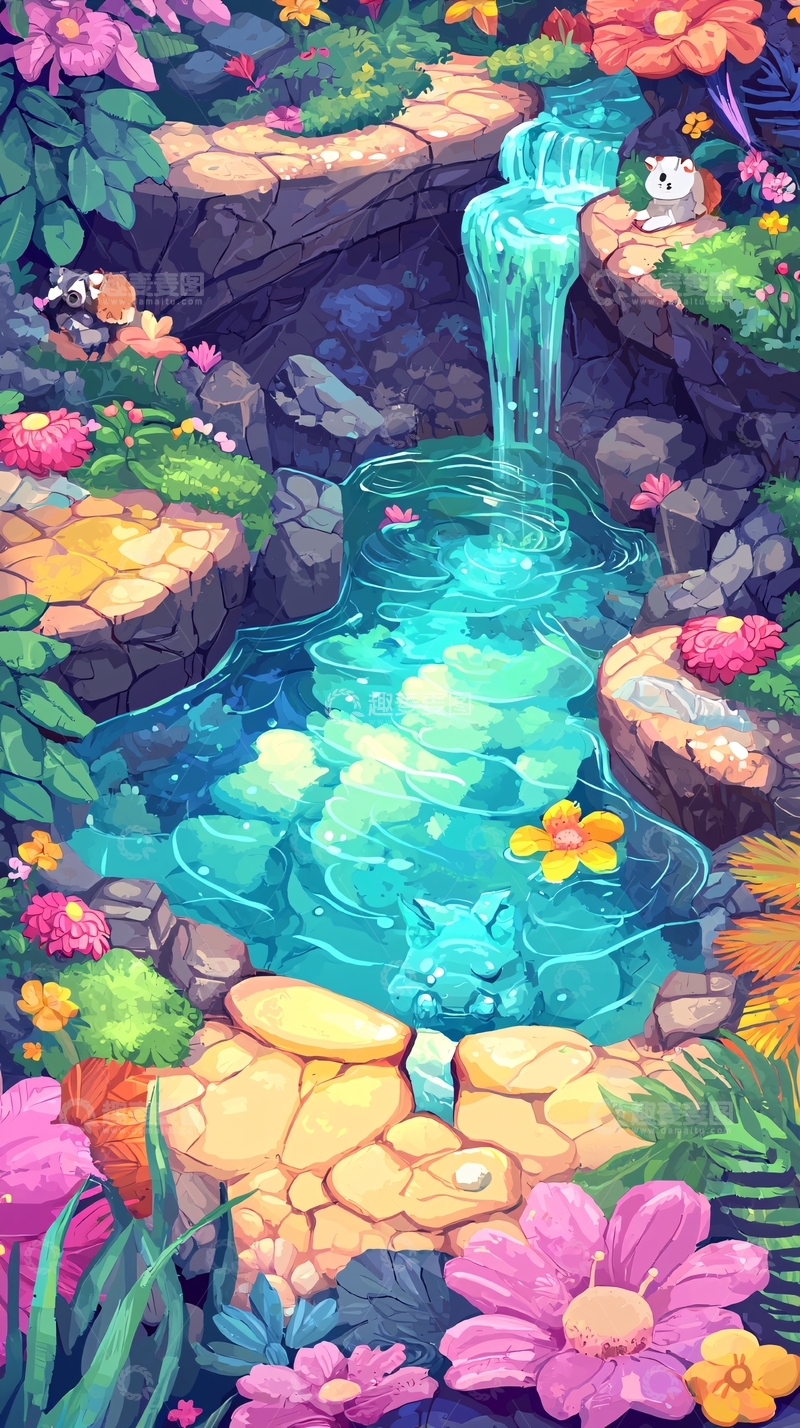 高清大图下载【趣麦麦图】梦幻瀑布溪流