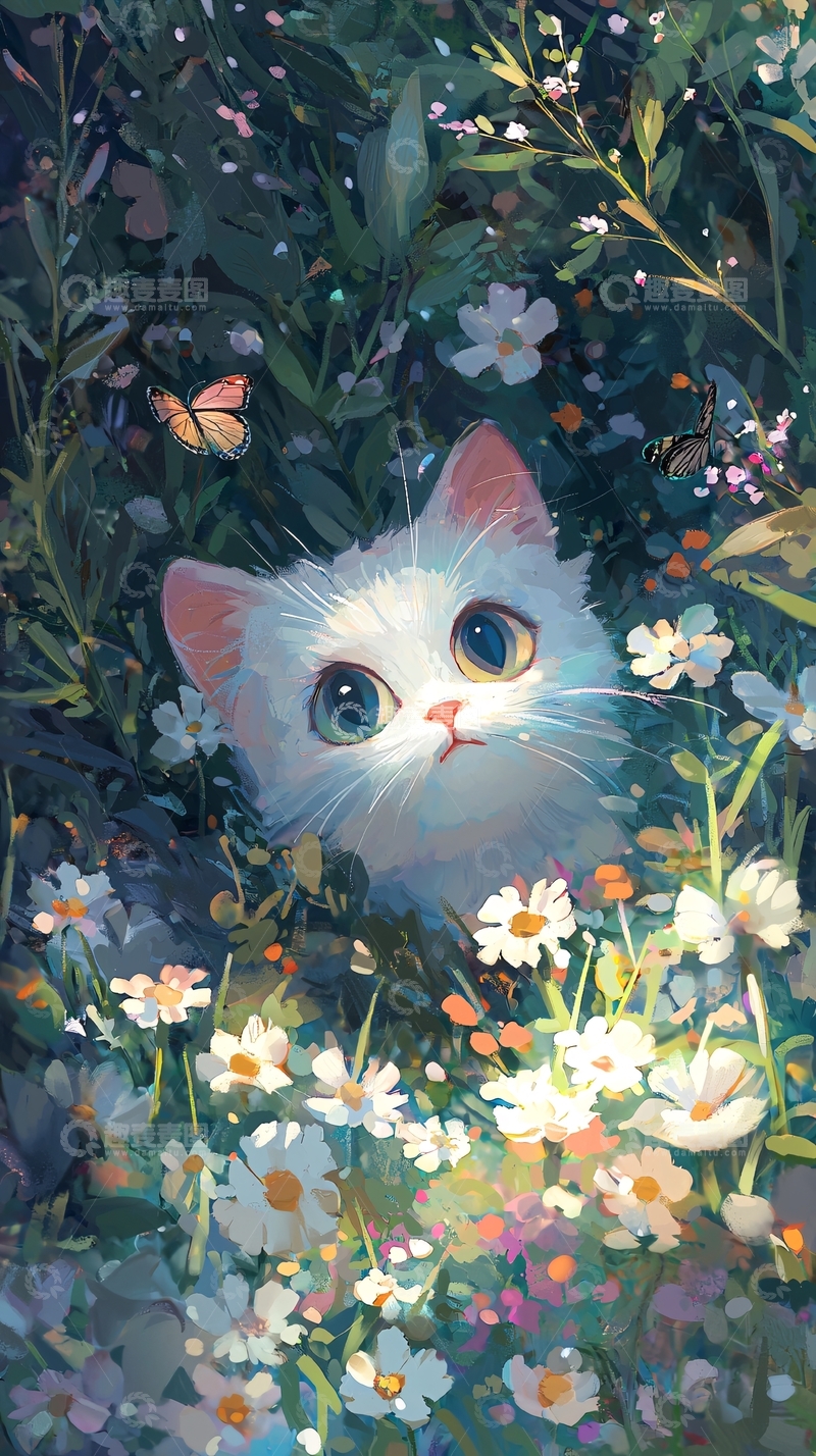 高清大图下载【趣麦麦图】小白猫