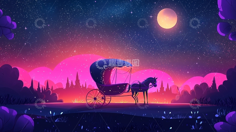 高清大图下载【趣麦麦图】梦幻星空马车