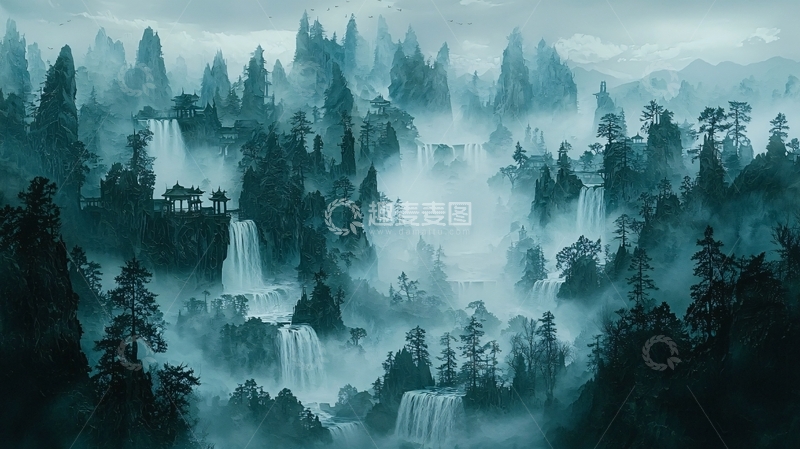 高清大图下载【趣麦麦图】水墨画山水