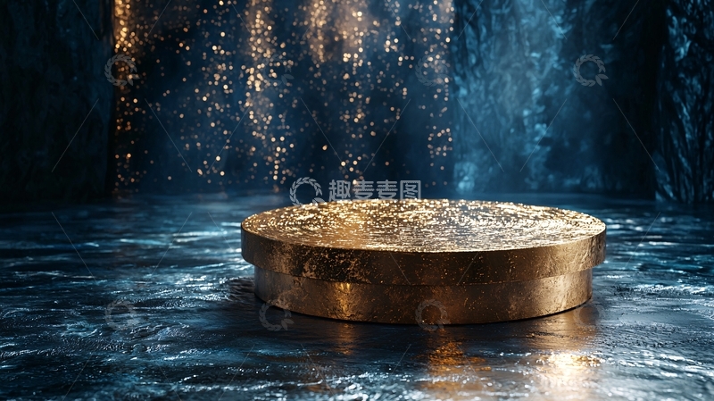 高清大图下载【趣麦麦图】金色圆形平台在光芒下