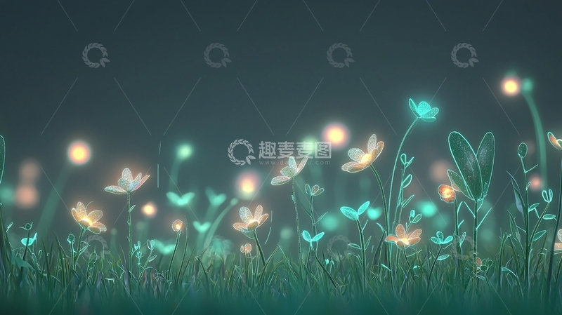 高清大图下载【趣麦麦图】夜光花田