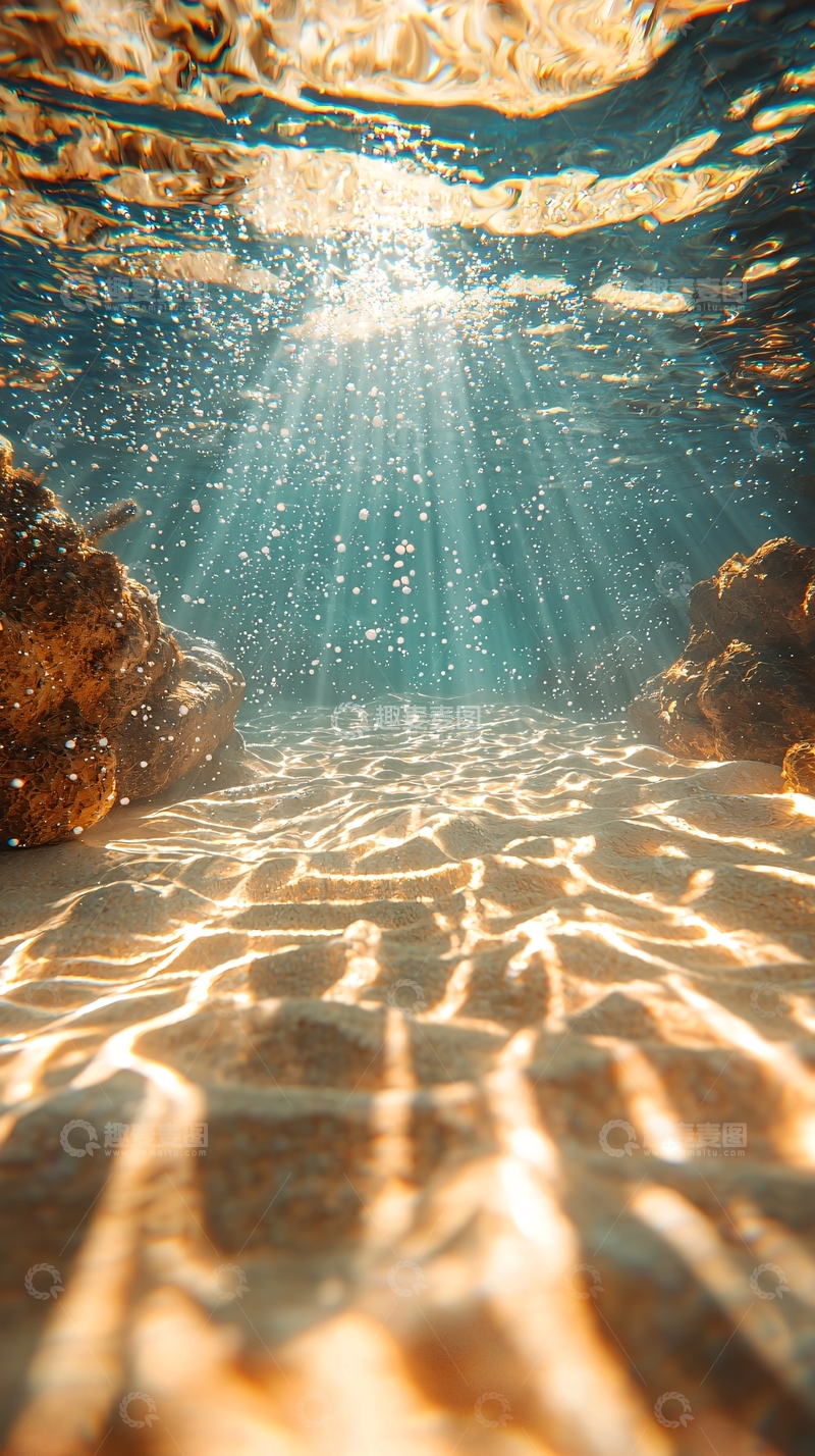 高清大图下载【趣麦麦图】水下光线穿透沙地