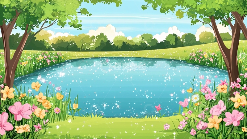 高清大图下载【趣麦麦图】春天池塘