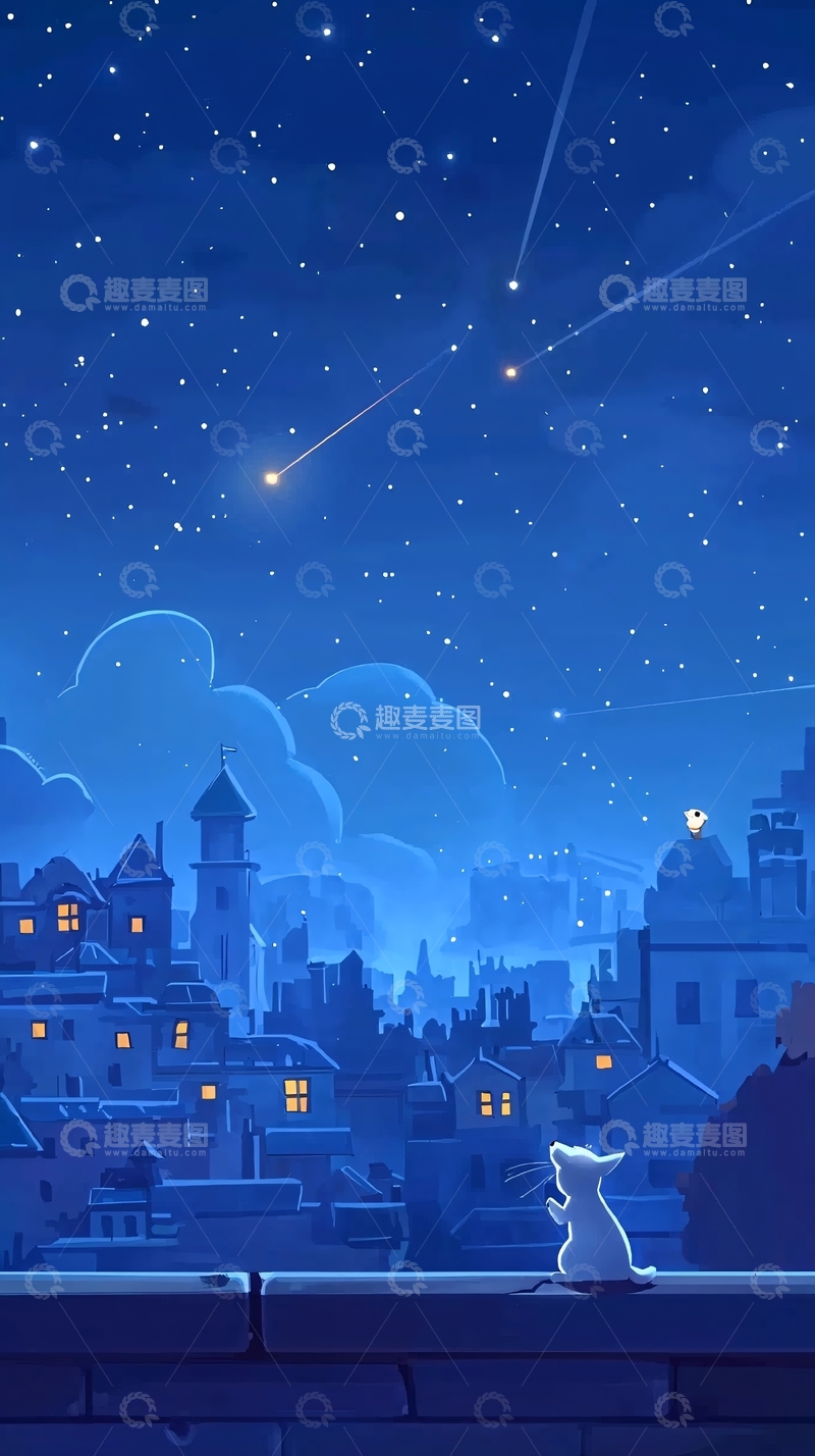 高清大图下载【趣麦麦图】星空小镇