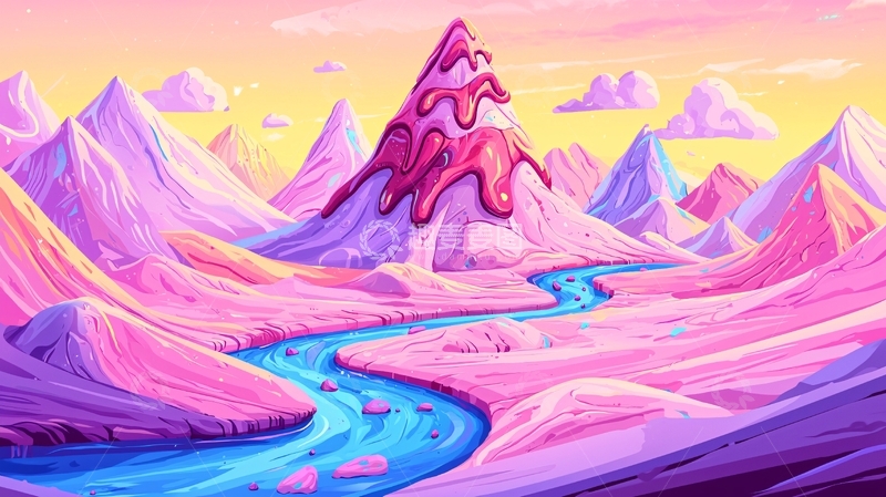 高清大图下载【趣麦麦图】粉色糖果山脉