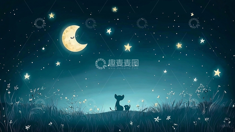 高清大图下载【趣麦麦图】星空猫咪