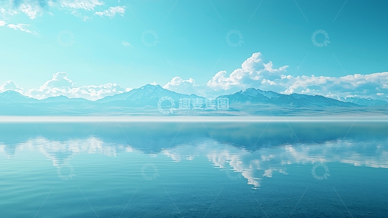 高清大图下载【趣麦麦图】宁静湖面山峦倒影