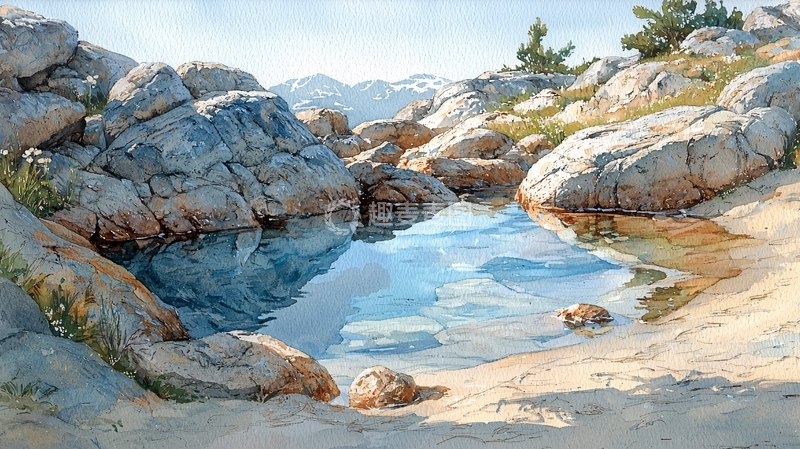 高清大图下载【趣麦麦图】高山上的清澈水洼