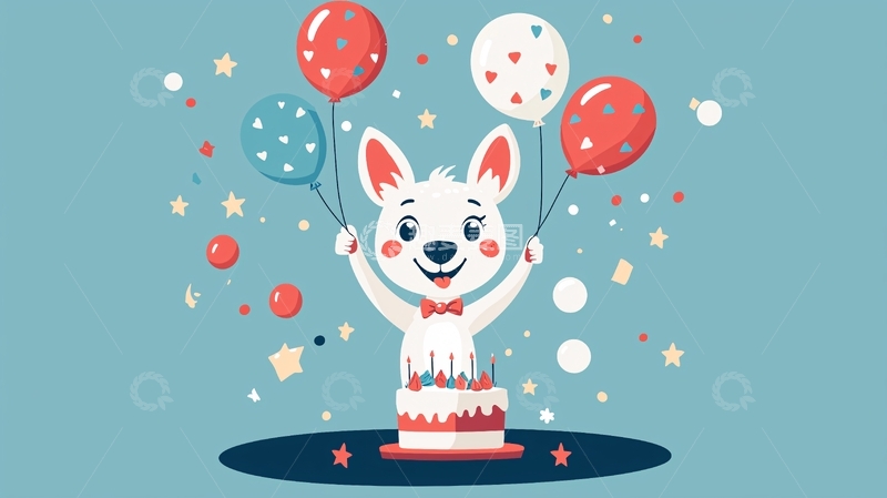 高清大图下载【趣麦麦图】卡通小狗生日派对