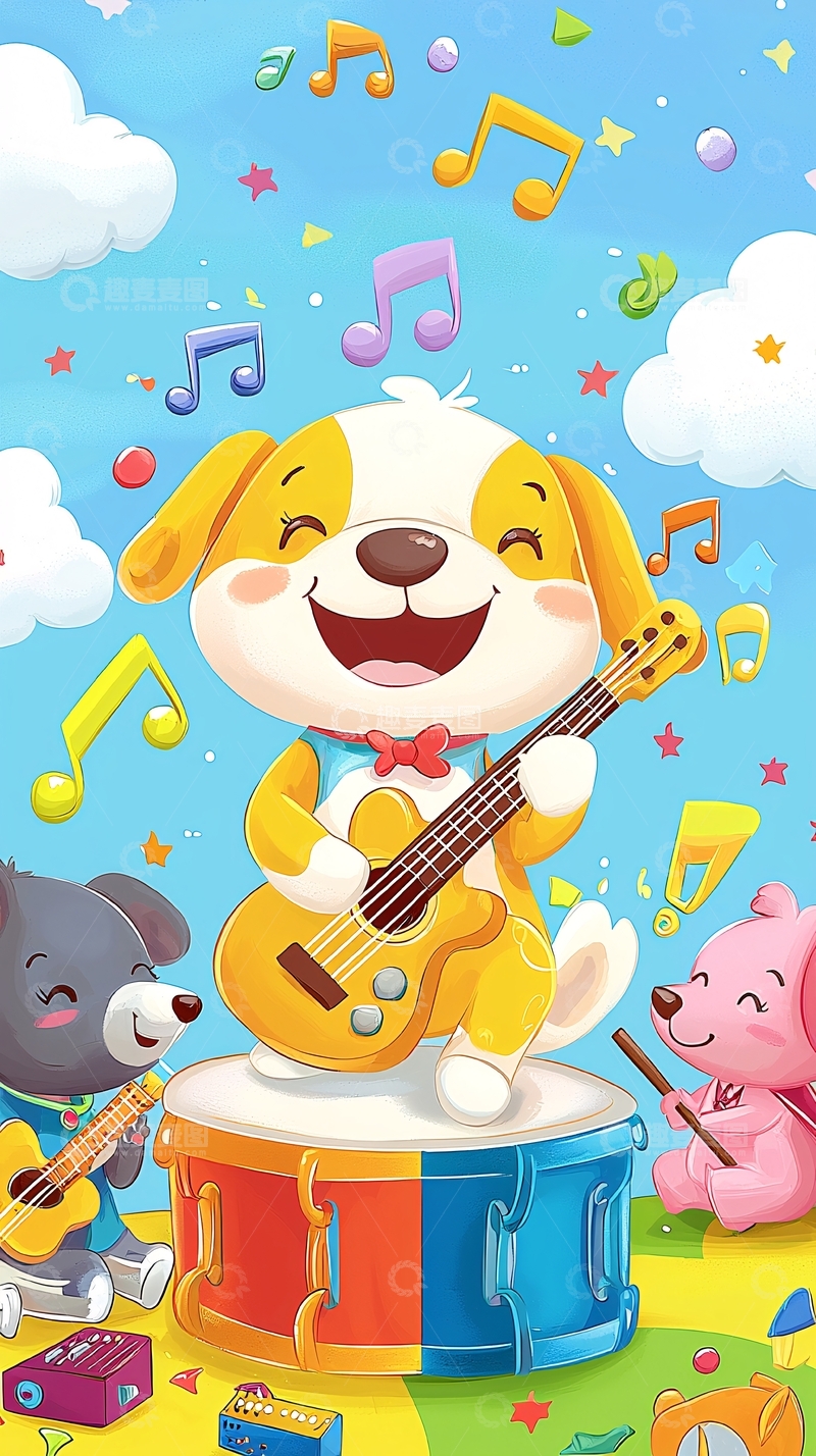 高清大图下载【趣麦麦图】卡通狗狗乐队