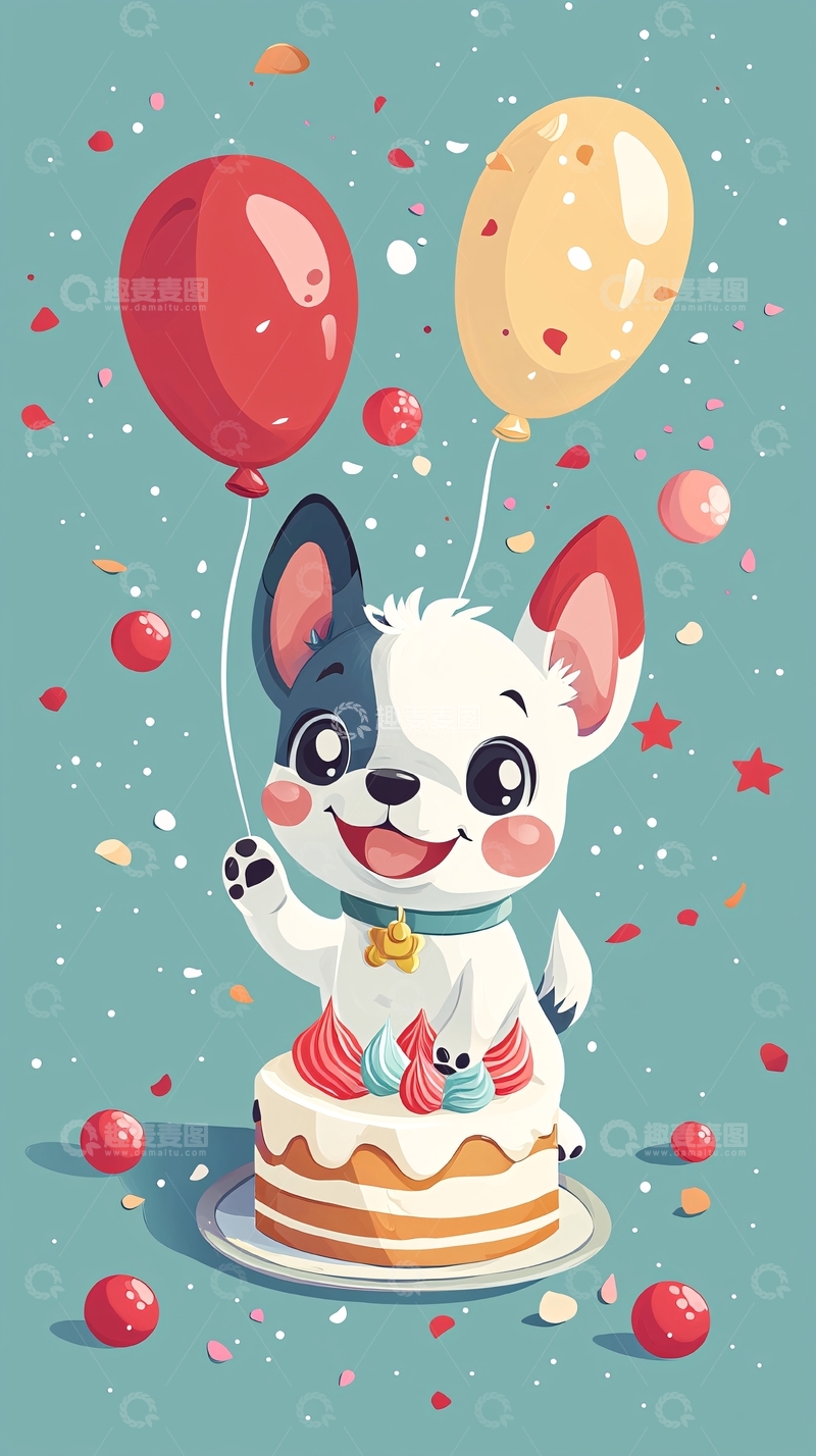 高清大图下载【趣麦麦图】可爱小狗生日蛋糕