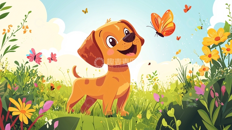 高清大图下载【趣麦麦图】卡通小狗