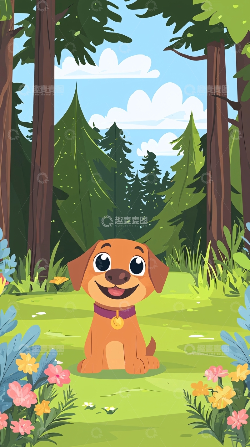 高清大图下载【趣麦麦图】森林里的小狗