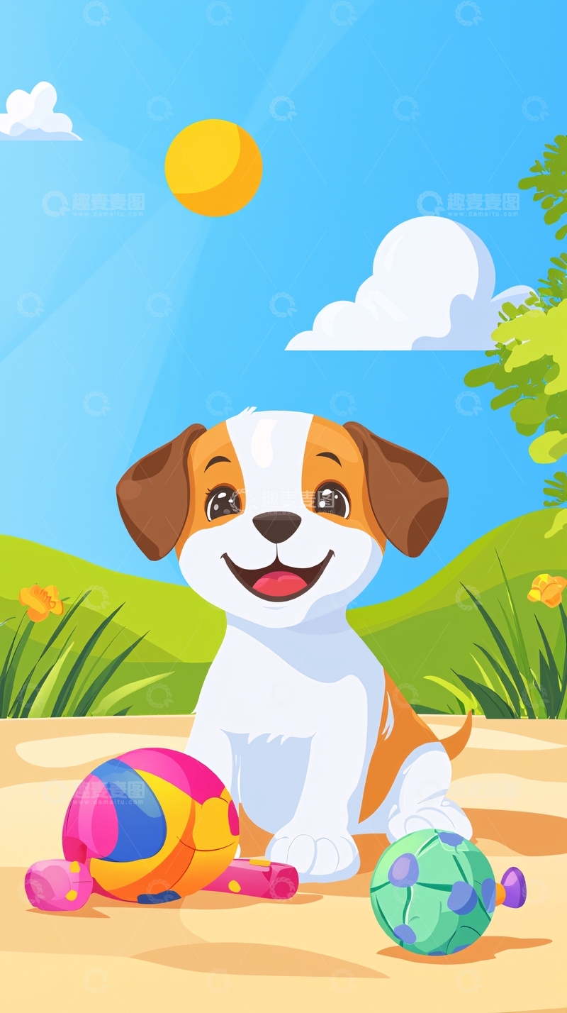 高清大图下载【趣麦麦图】可爱的小狗玩玩具