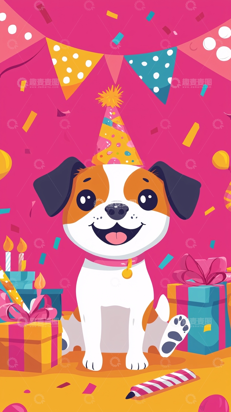高清大图下载【趣麦麦图】生日快乐狗狗