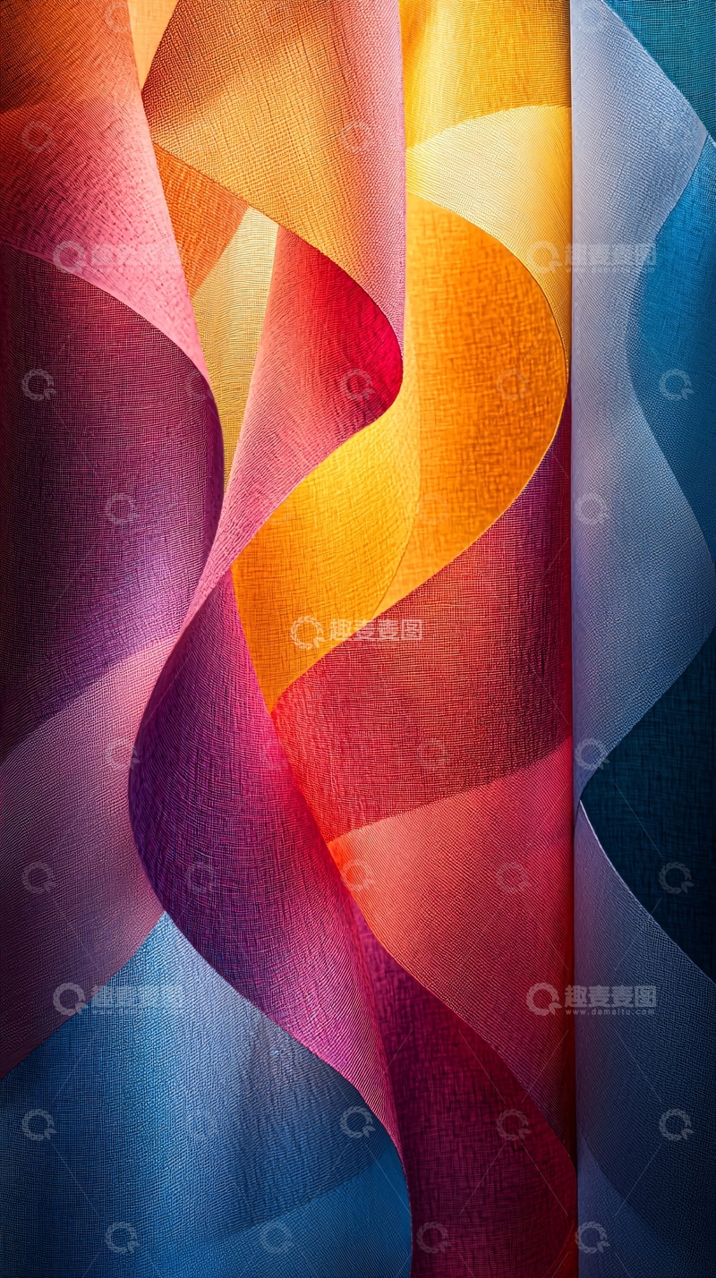 高清大图下载【趣麦麦图】彩色纸张的流动曲线