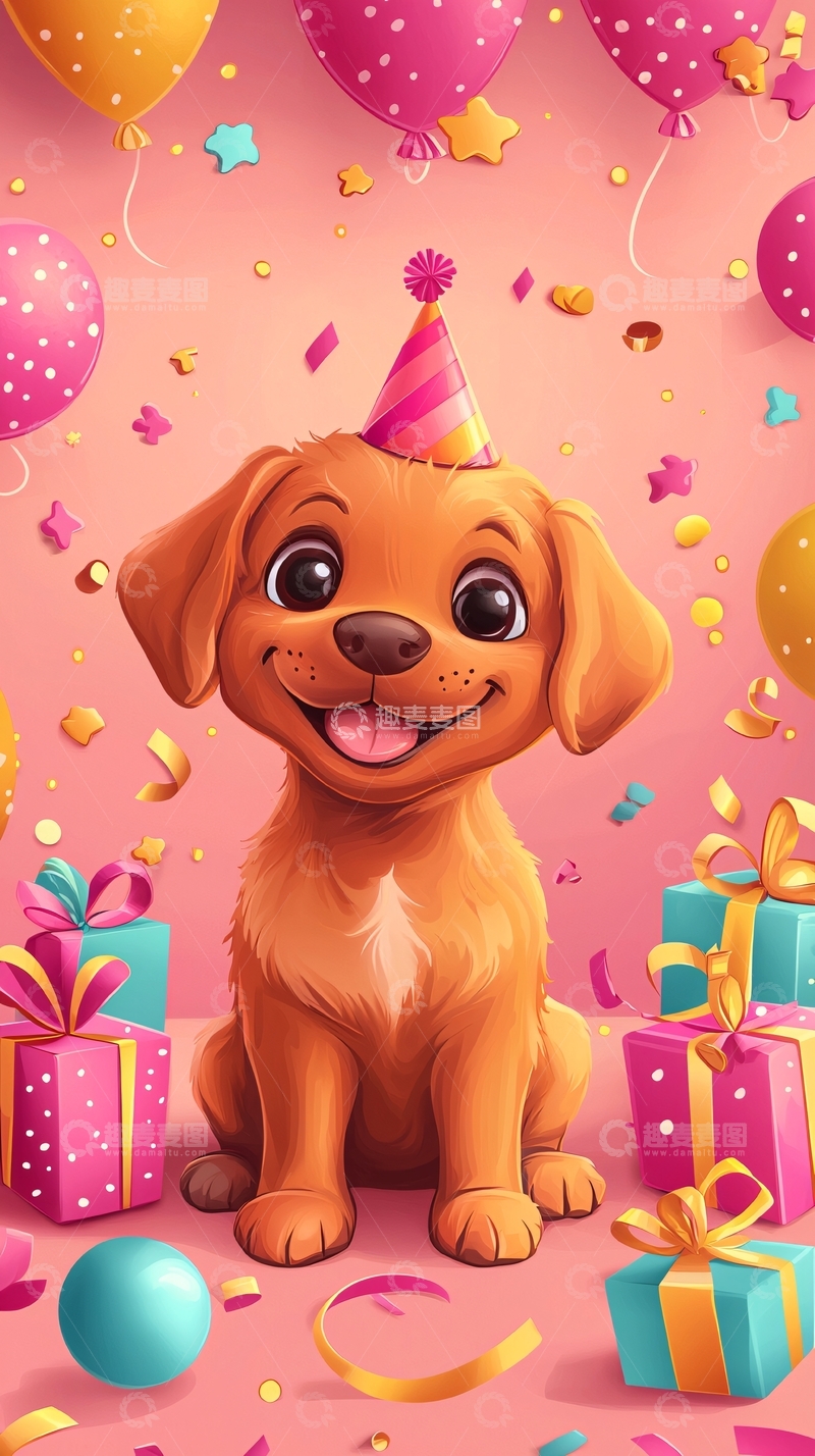 高清大图下载【趣麦麦图】生日快乐狗狗