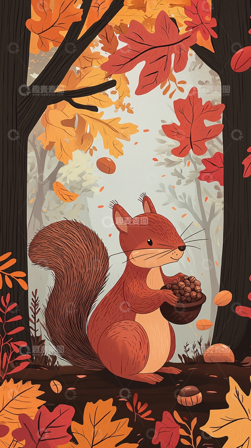 高清大图下载【趣麦麦图】秋天松鼠